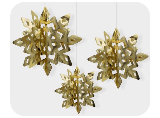 Picture of Festive Snowflake Shaped hanging decoration set of 3pcs