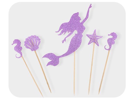 Picture of Mermaid themed glitter cake toppers