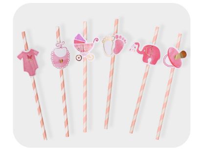 Picture of Baby collection paper straws 19.6cm