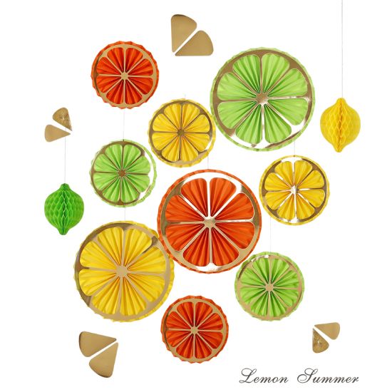 Picture of Summer Lemon Paper fan set